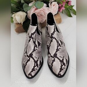 Madden Girl Black and White Snakeskin Ankle Booties